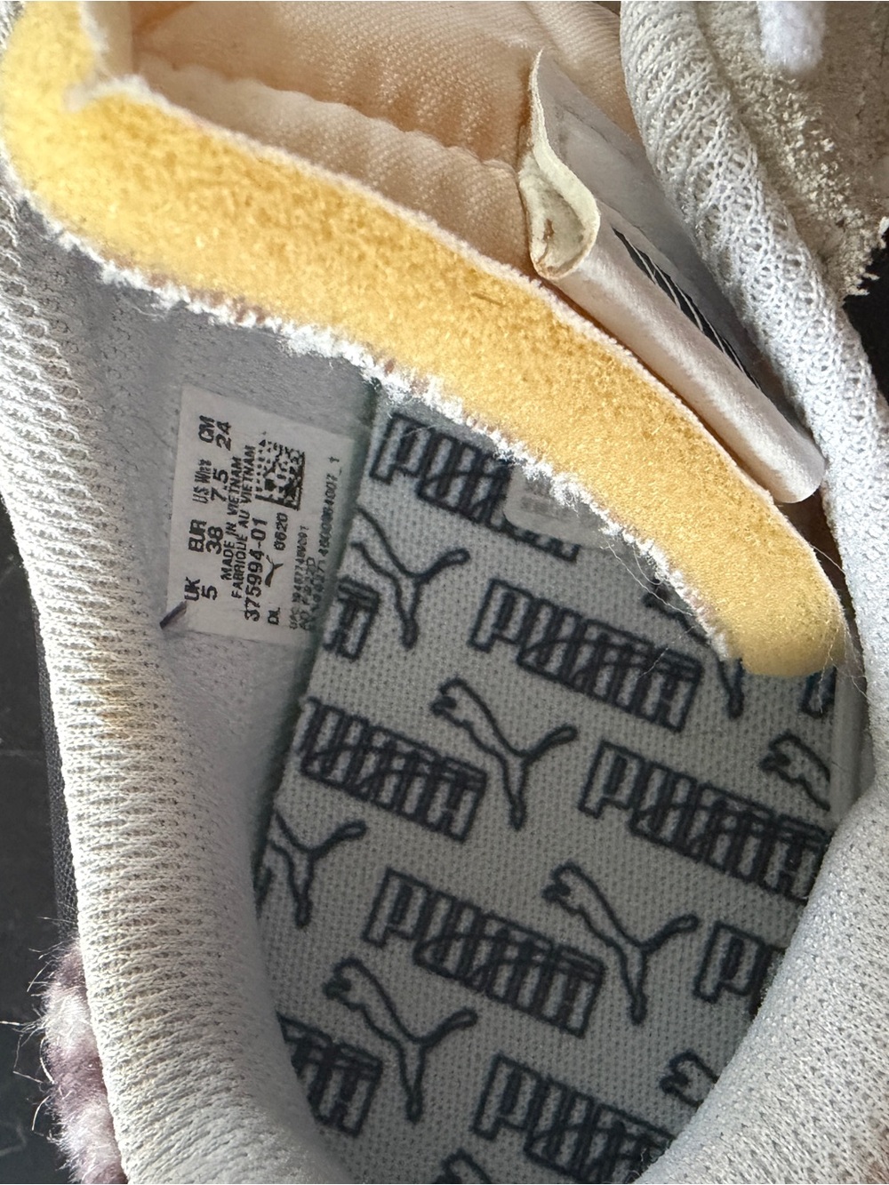 Puma White Black & Yellow Sneakers with Leopard Accent - Picture 5 of 5